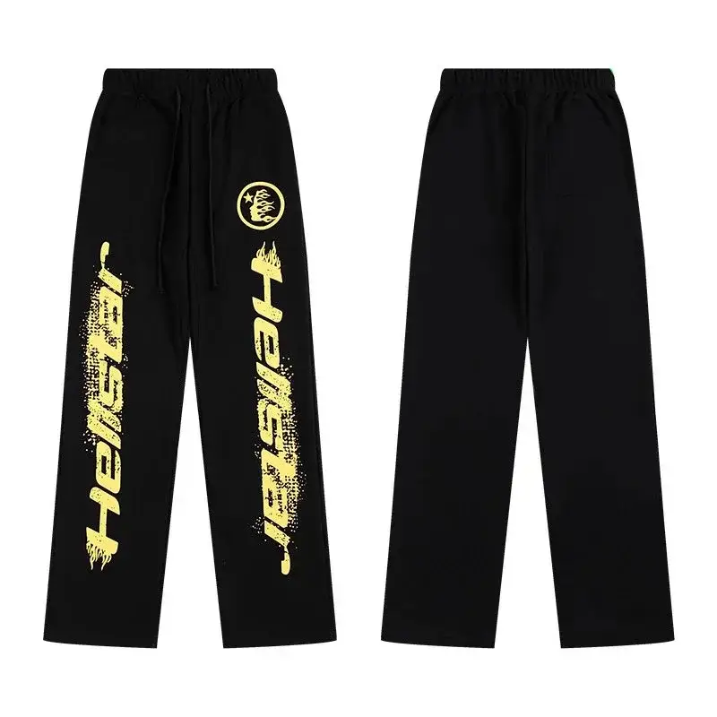 Hellstar Halftone Flame Face Sweatpants Black Yellow