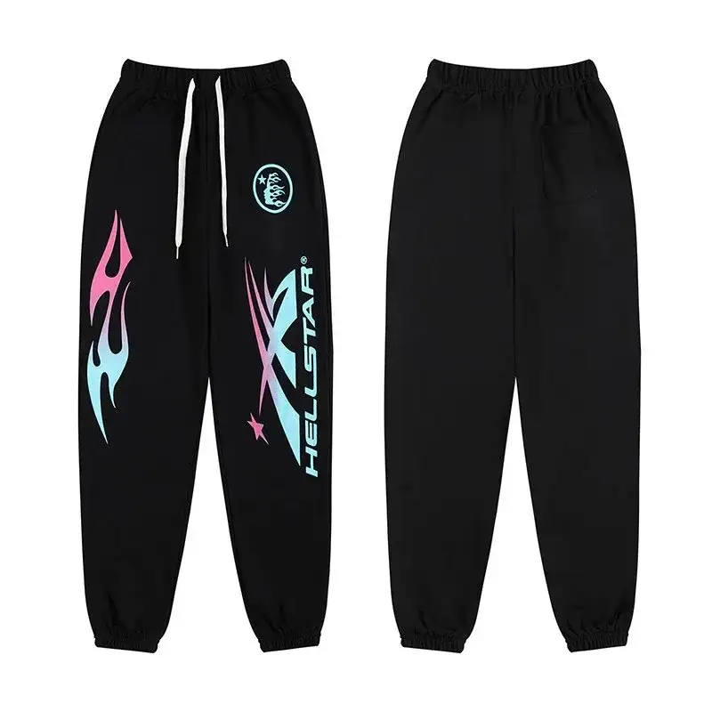 Hellstar Sport Flame Sweatpants Black Pink Blue
