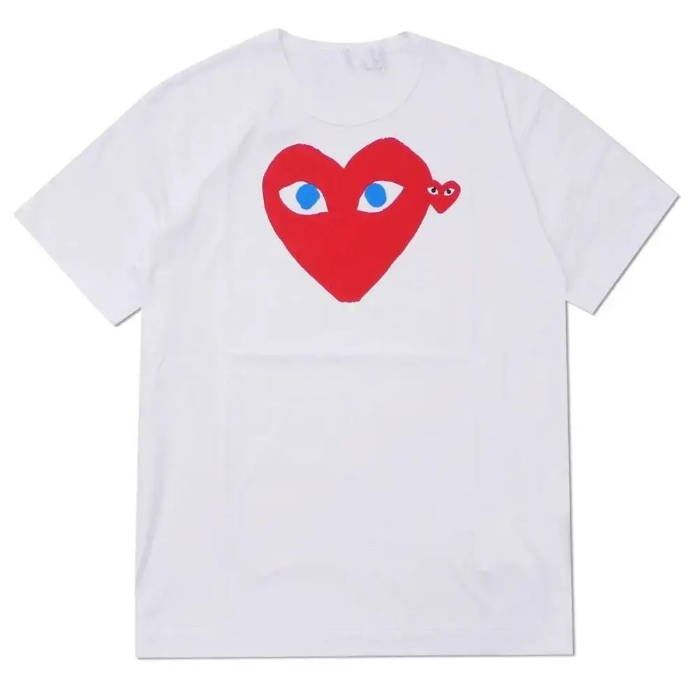 Comme des Garçons PLAY Blue Eyes Double Heart T-Shirt White Red