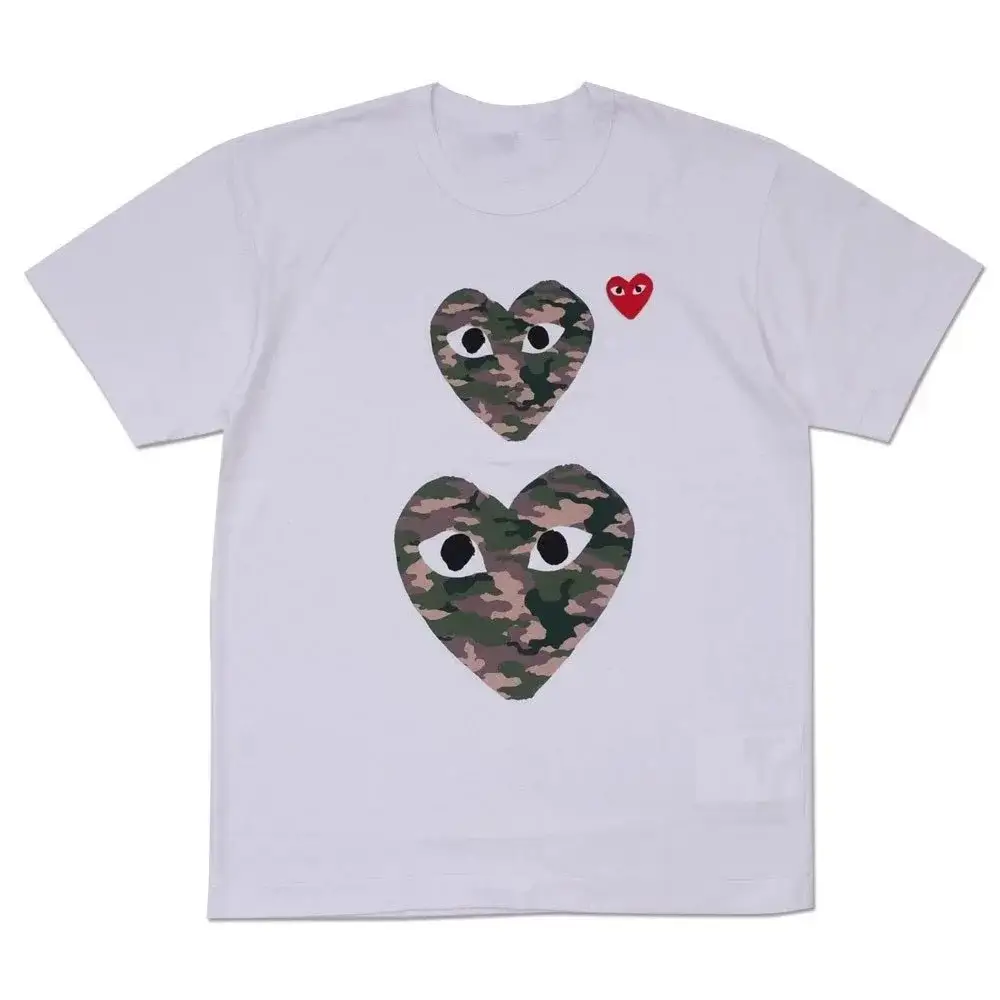 Comme des Garçons PLAY Two Camo Hearts T-Shirt White