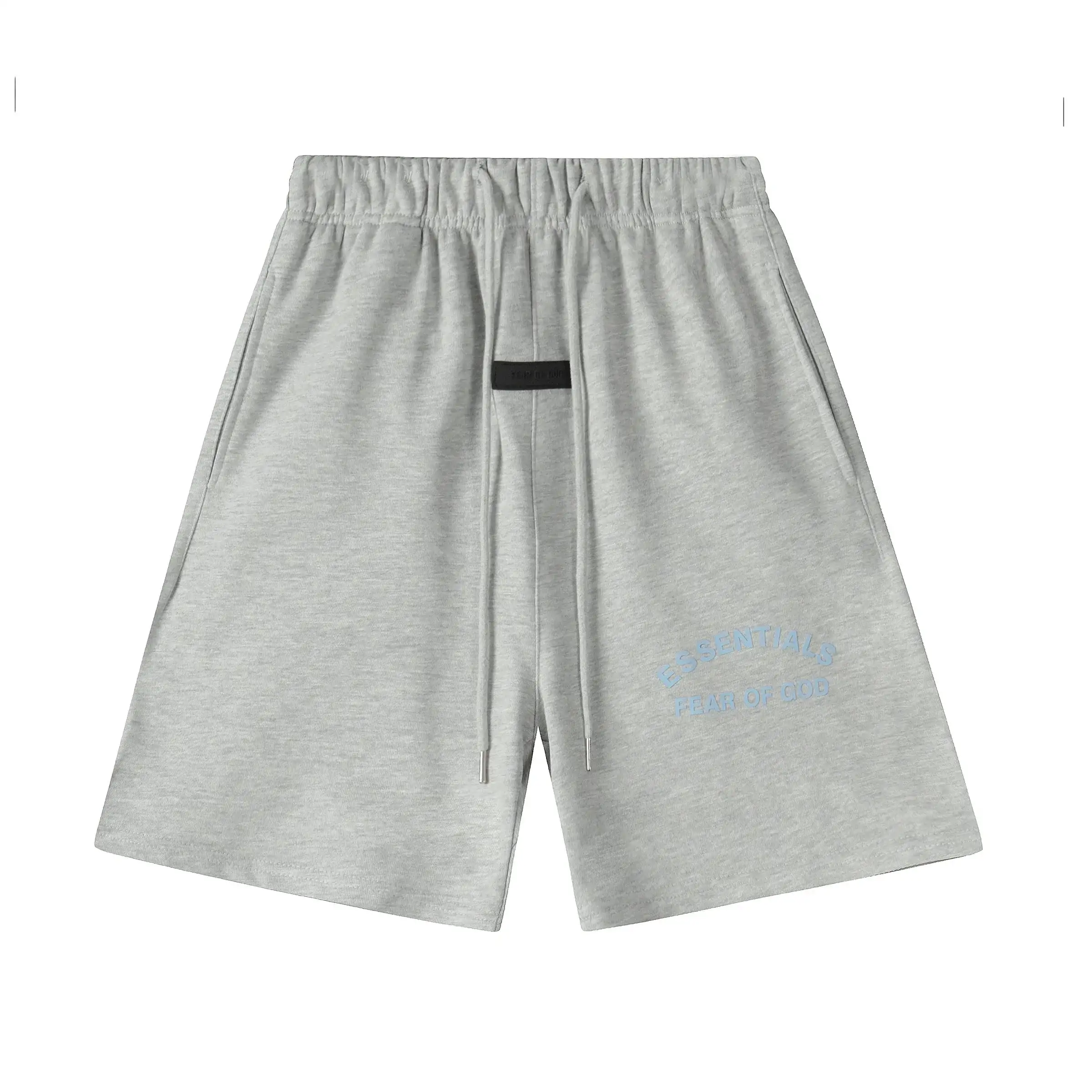 Fear of God Essentials Arched Logo Sweat Shorts Heather Grey Light Blue