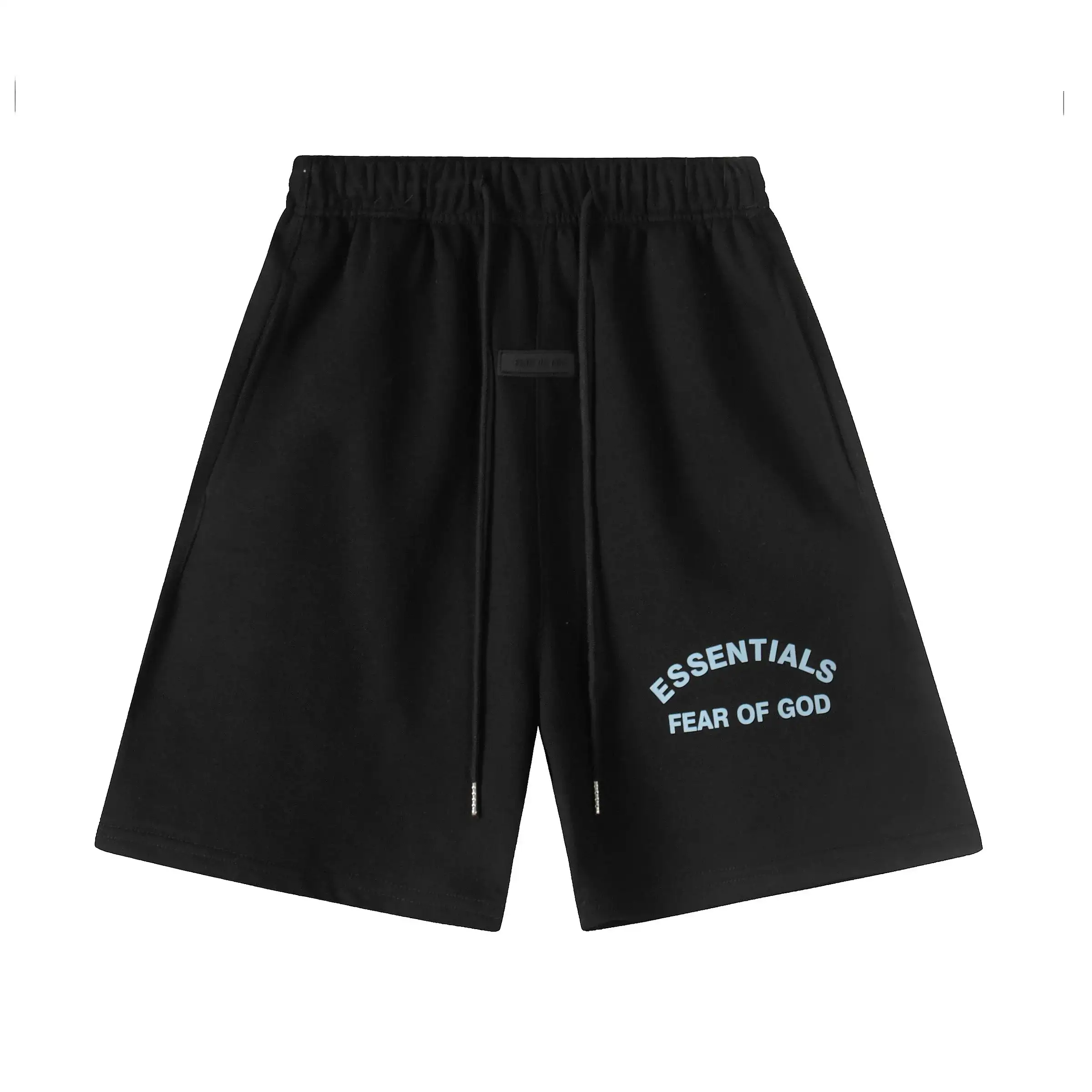 Fear of God Essentials Curved Logo Sweatshorts Black Light Blue