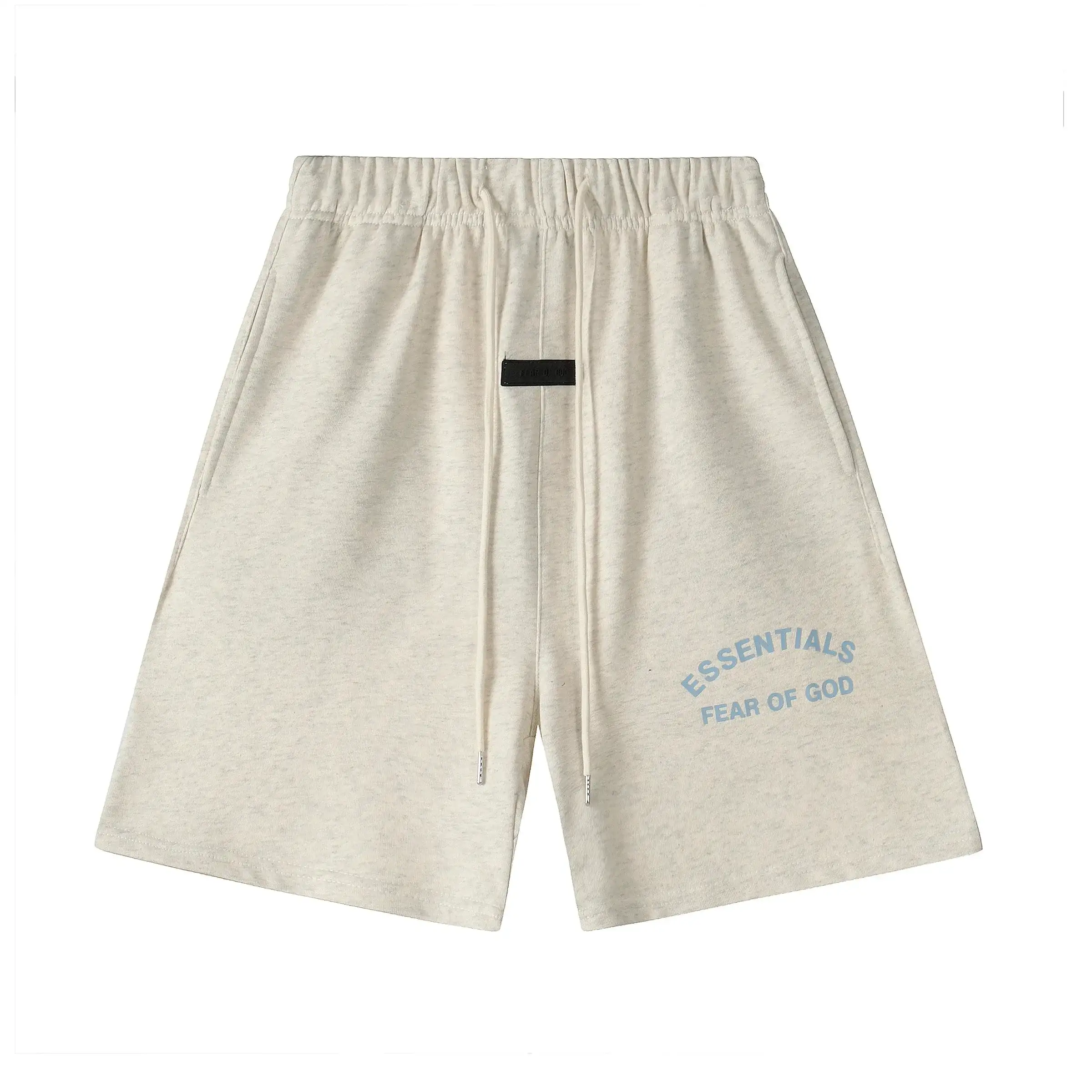 Fear of God Essentials Curved Logo Sweatshorts Light Oatmeal Blue