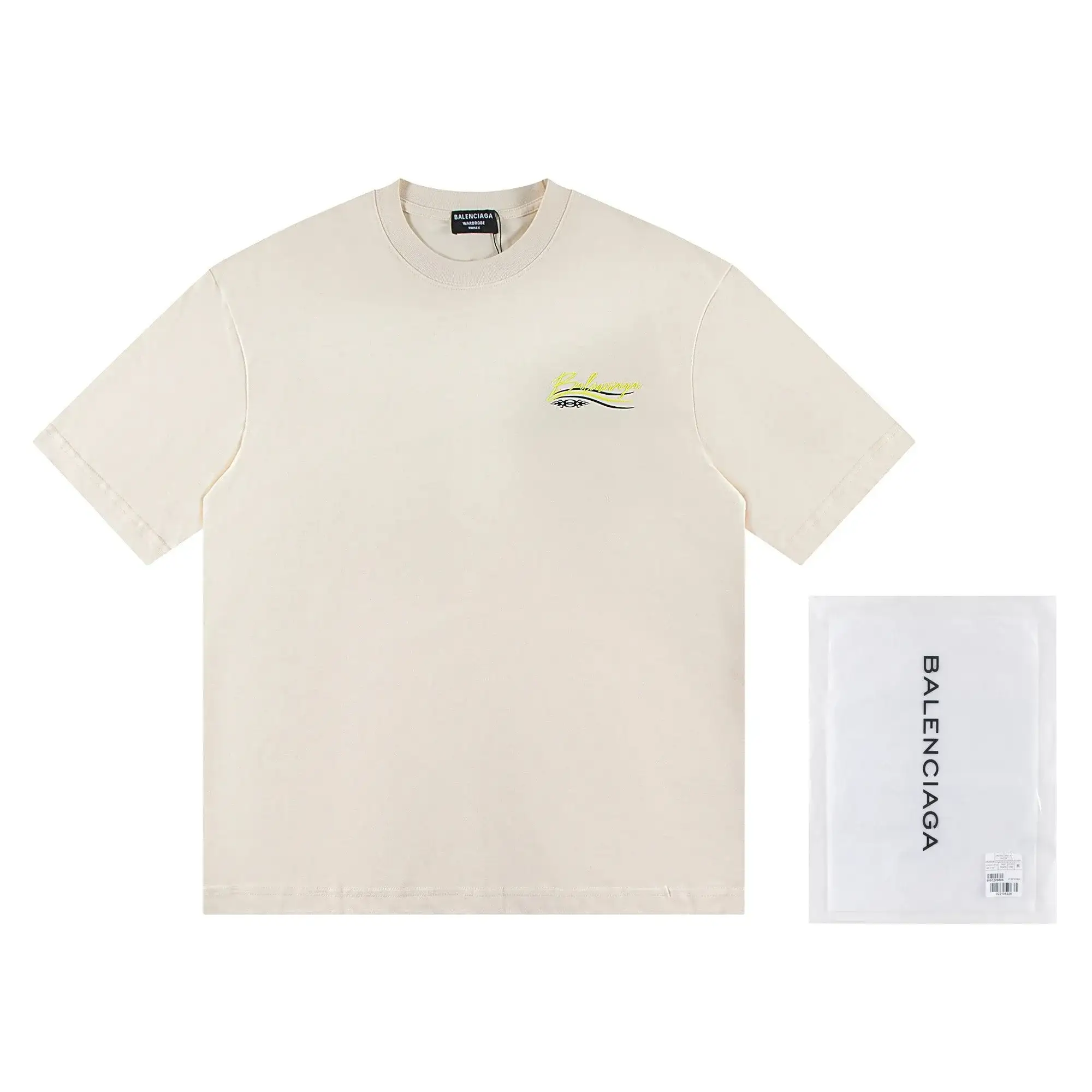 Balenciaga Script Wave Logo T-Shirt Off-White