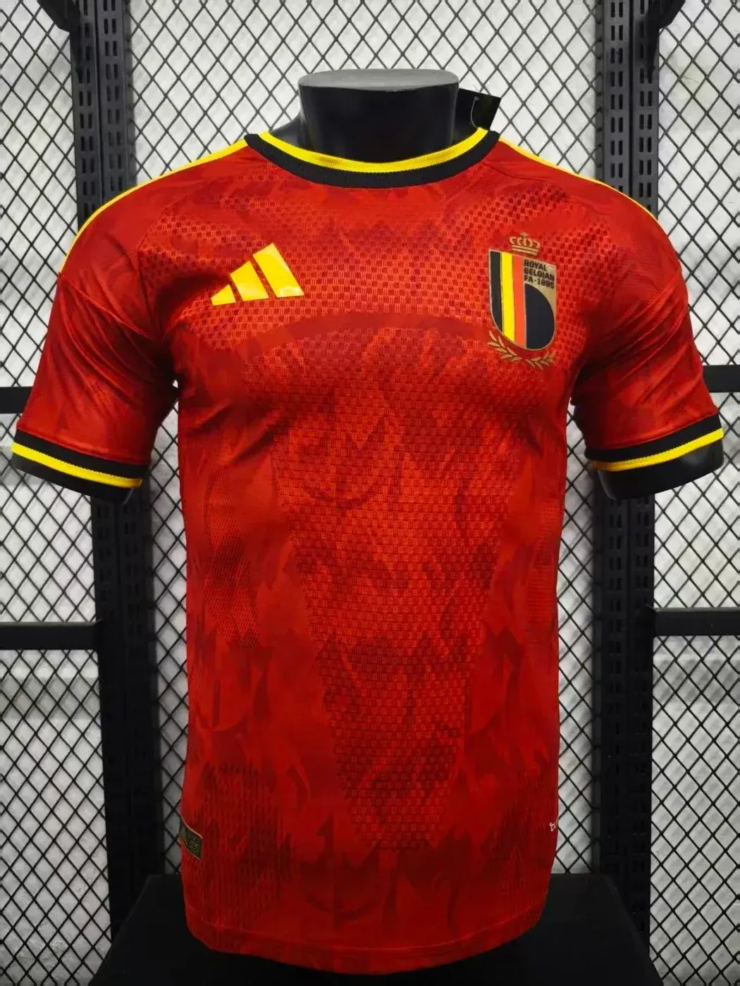 The home jersey of the Belgian national men football team designed by Adidas