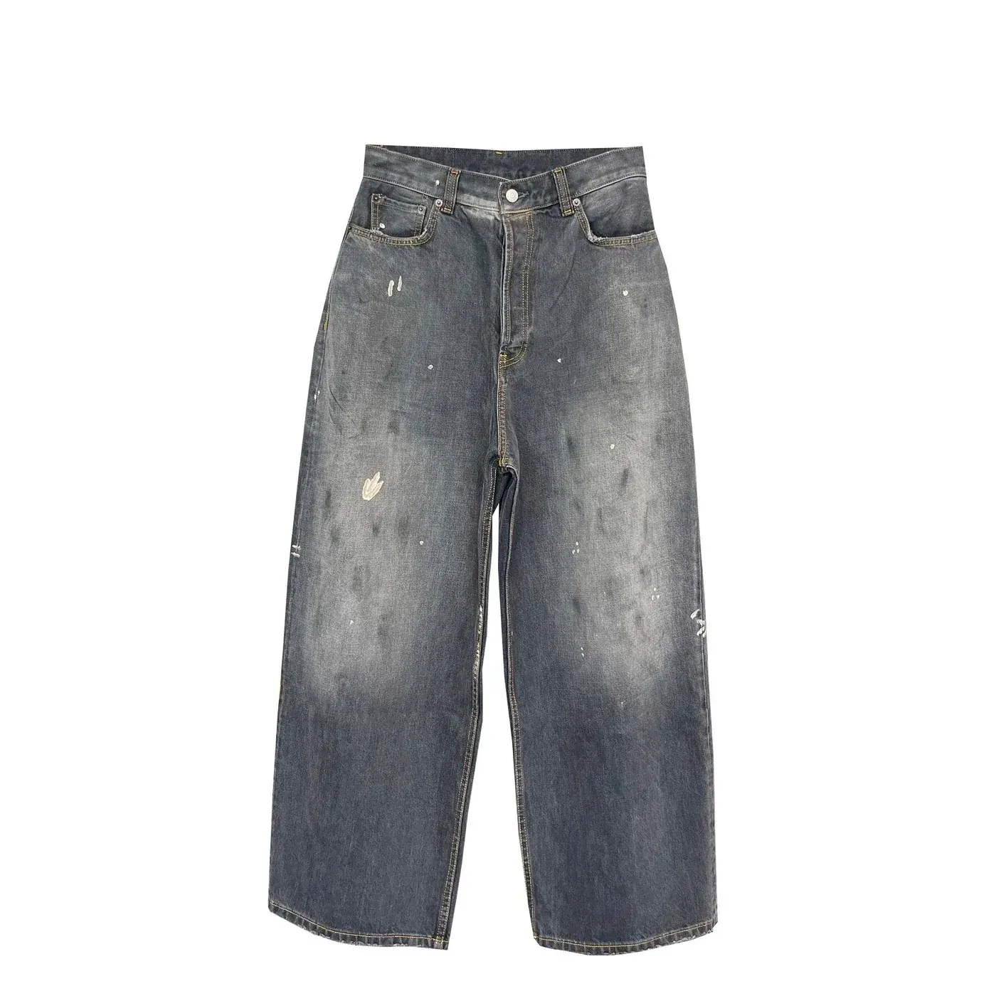 Paint-Splattered Wide-Leg Jeans