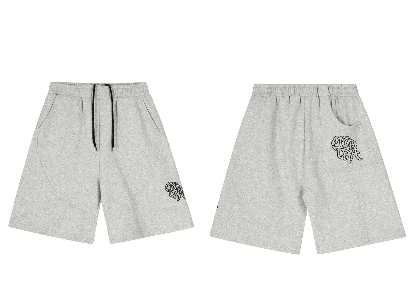 Embroidered Grey Sweat Shorts