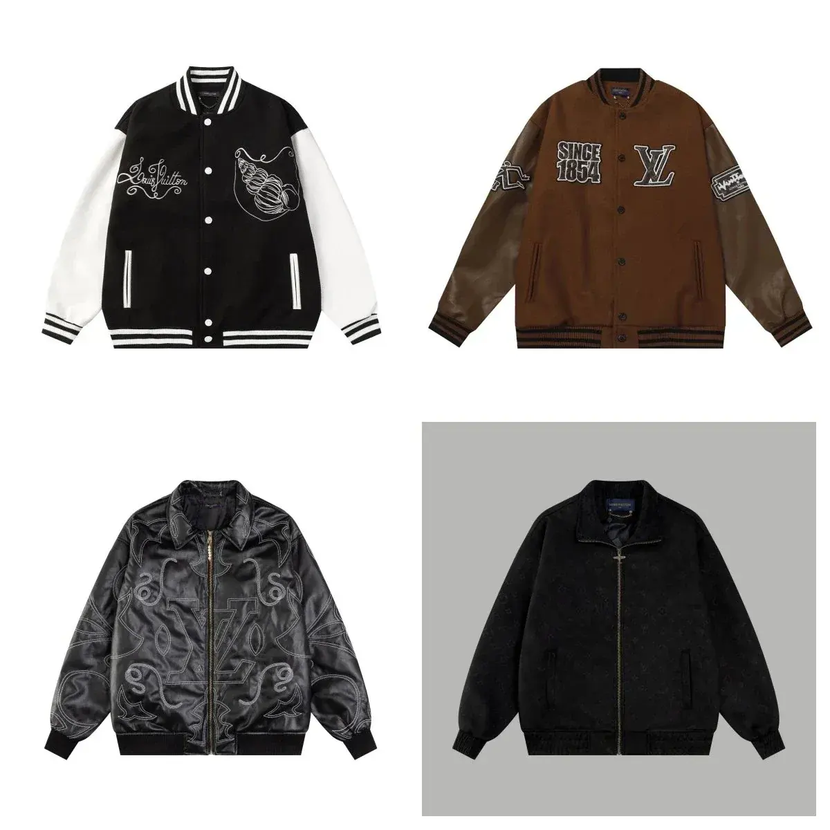 LV embroidered spliced varsity jacket