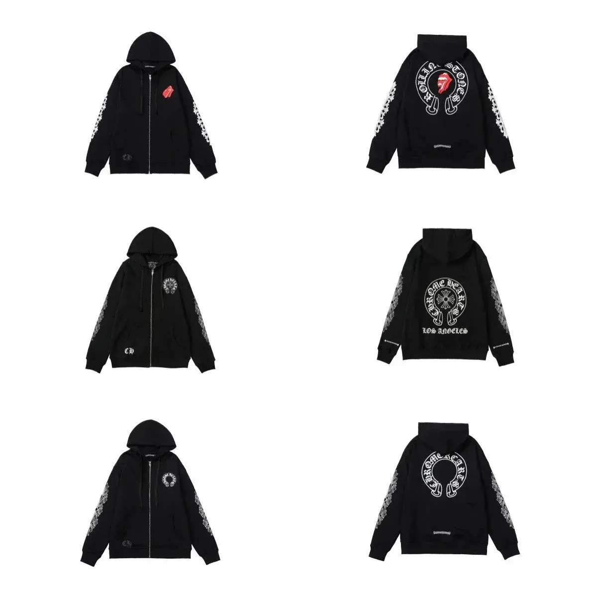 Chrome Hearts-Style Zip-Up Hoodie