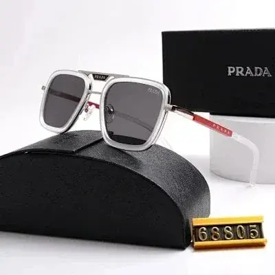 Prada translucent white frame double bridge sunglasses