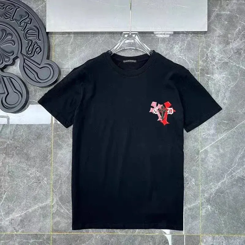 Chrome Hearts-Style Colorful Cross-Embroidered T-Shirt