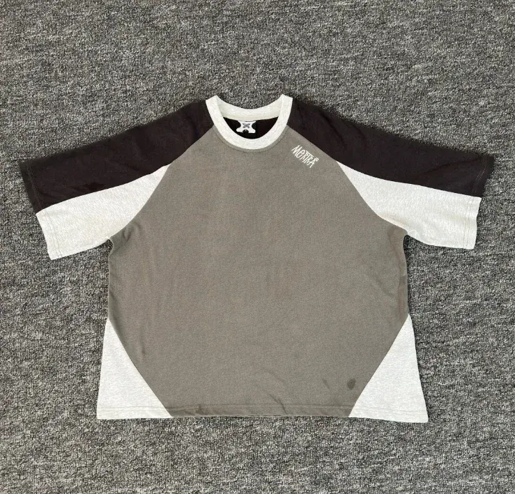 Mertra American High-Street Style Three-Tone Color-Block Raglan T-Shirt