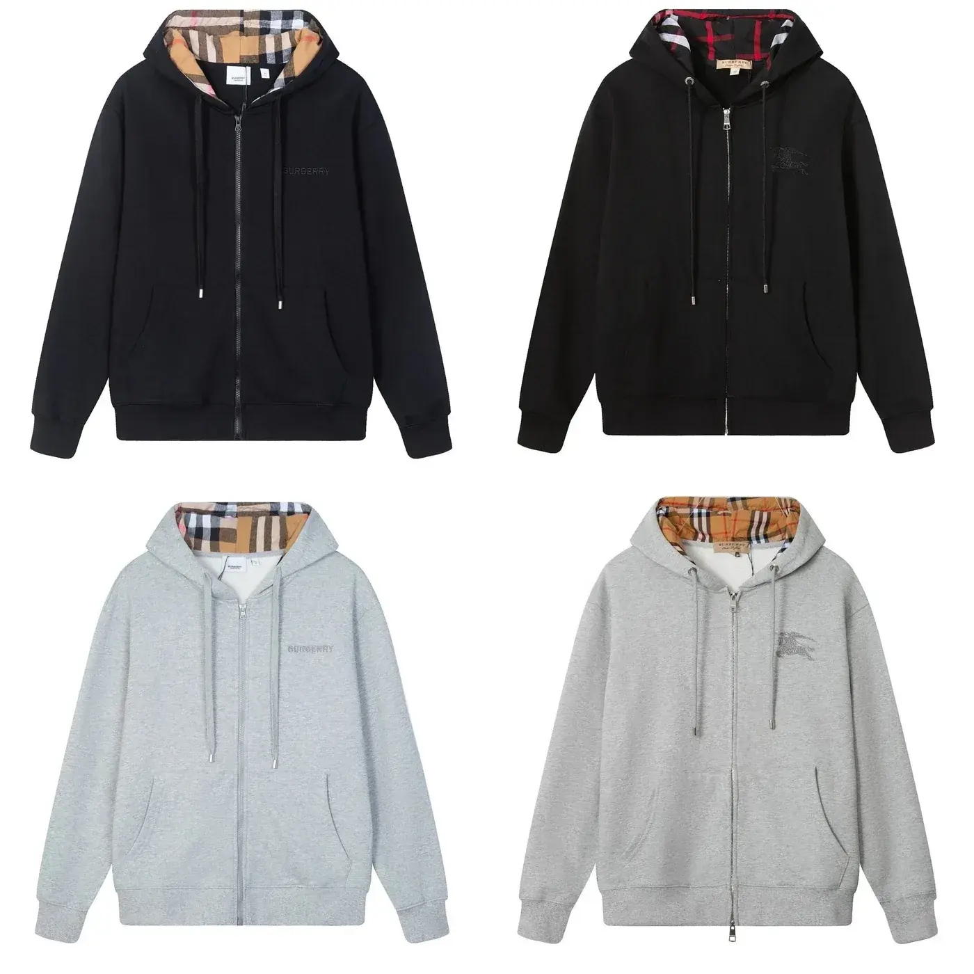 Burberry Classic Check-Lined Hooded Zip-Up Sweatshirt