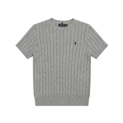 Ralph Lauren Gray cable knit short sleeve sweater