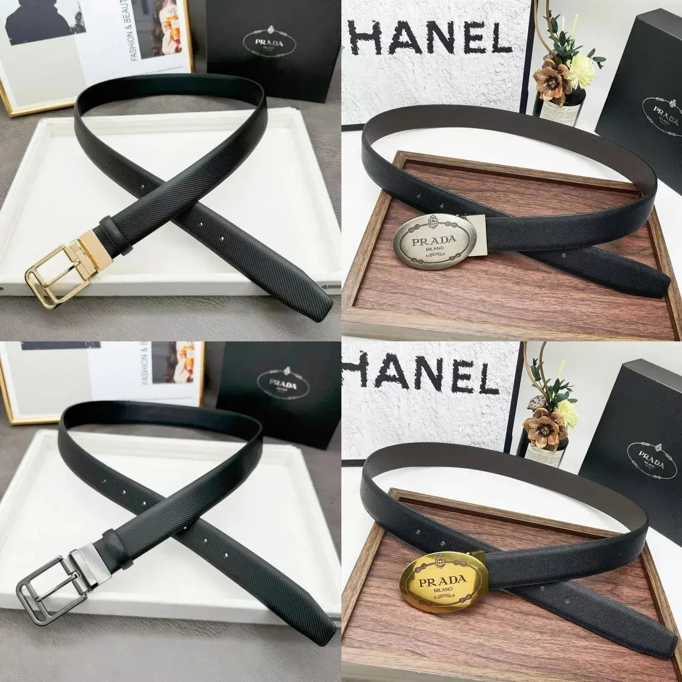 Men Leather Belt in the Prada Style
