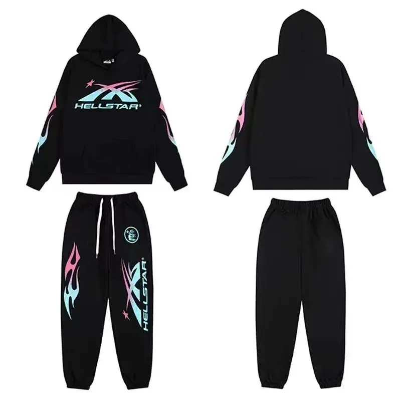 Hellstar Flame Portrait Print Sweatshirt and Sweatpants Set