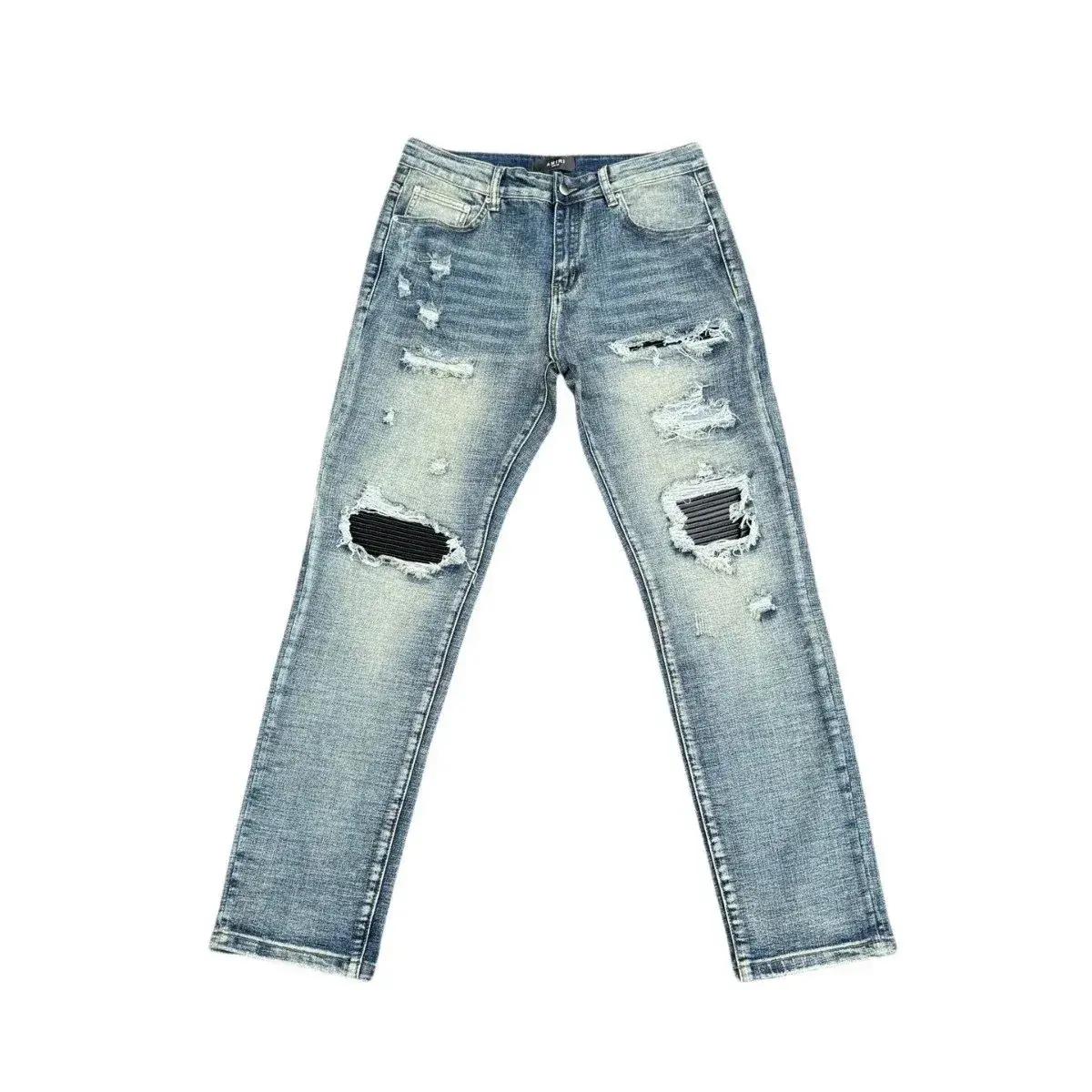 Amiri-Style Distressed Patchwork Jeans