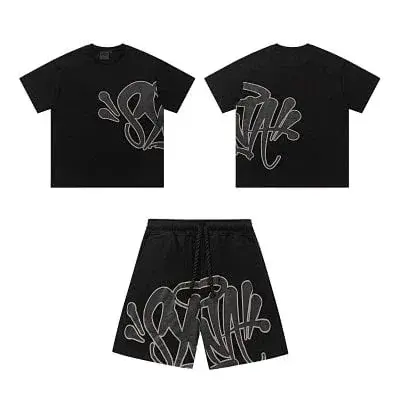 Graffiti T-Shirt and Shorts Set Black