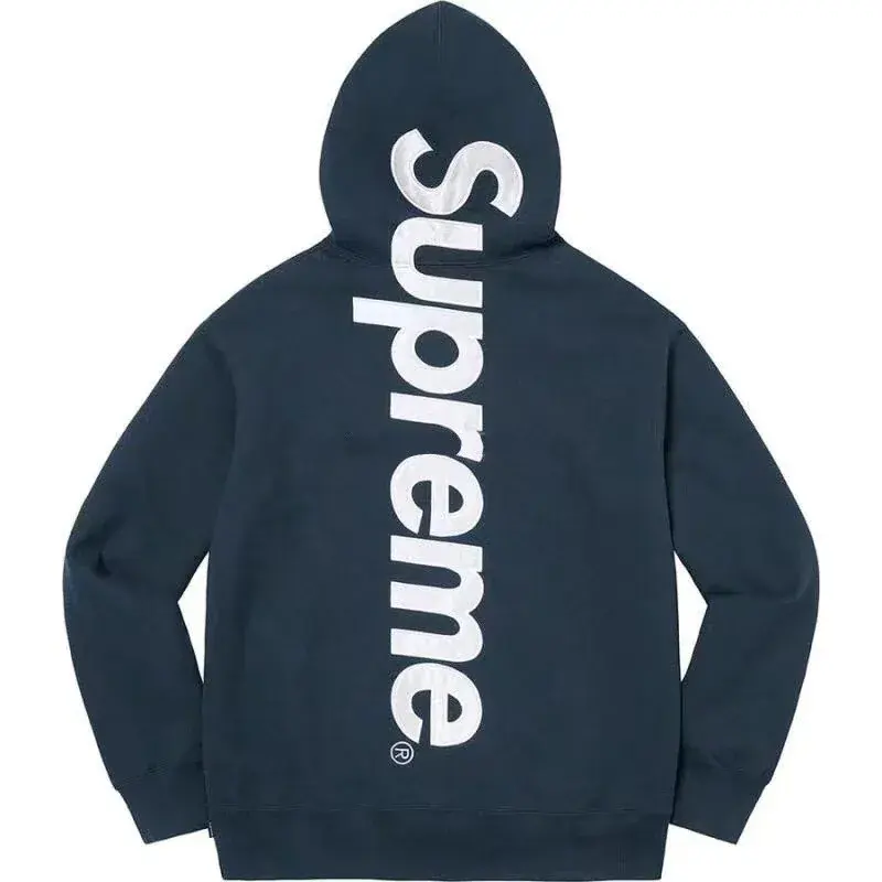 Supreme Vertical Logo Hoodie Navy