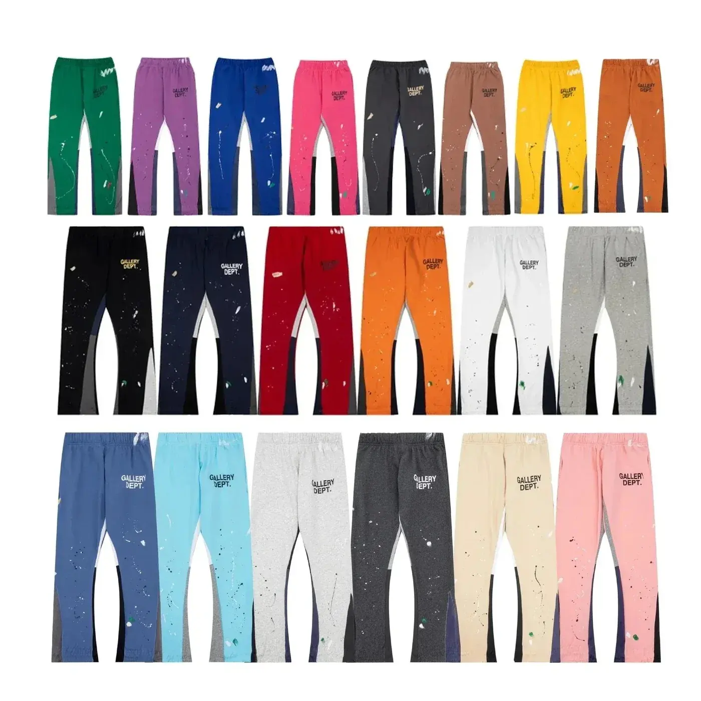 Gallery Dept.'s "Splatter-Paint Patchwork Flared Sweatpants"