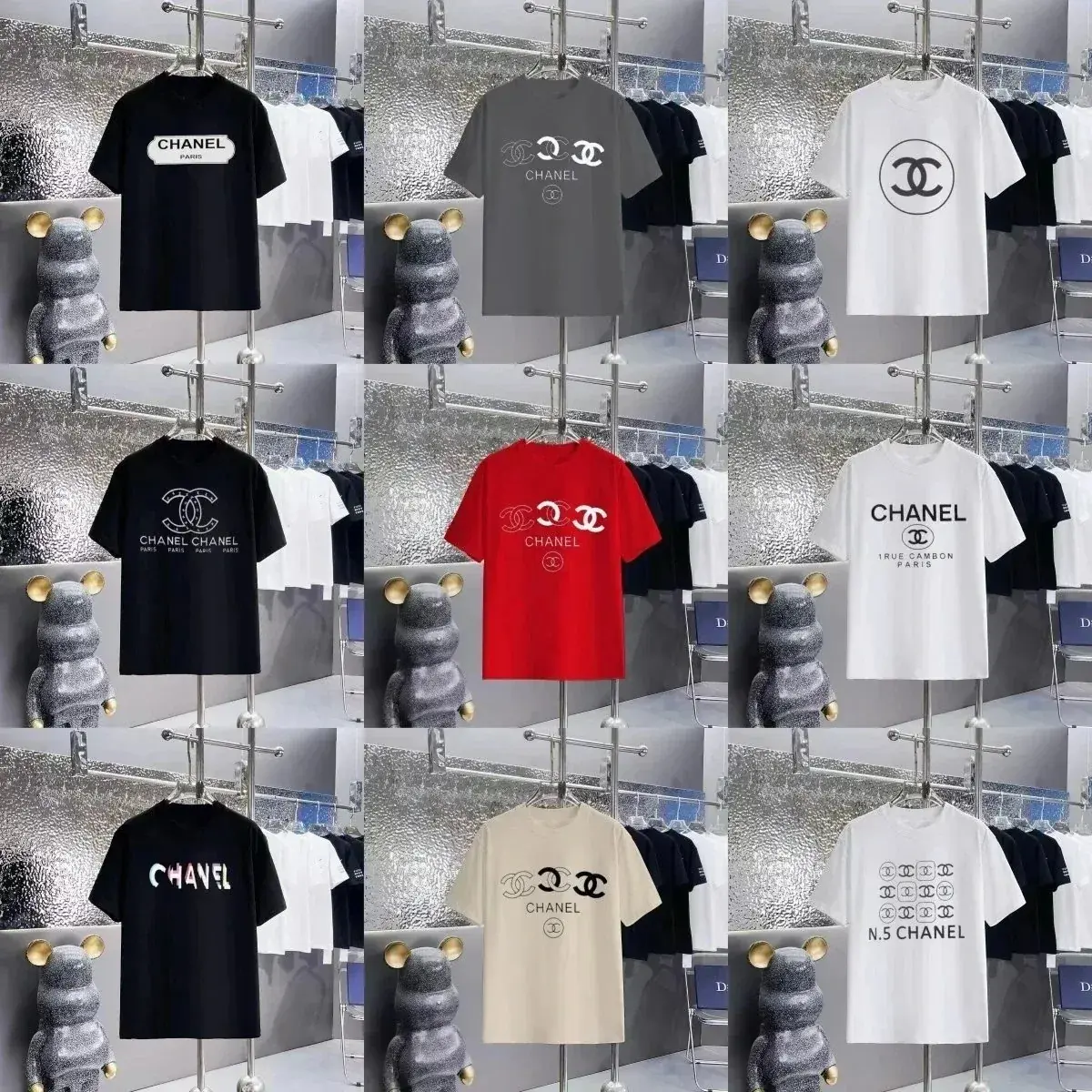 Chanel-Style Logo Print T-Shirt