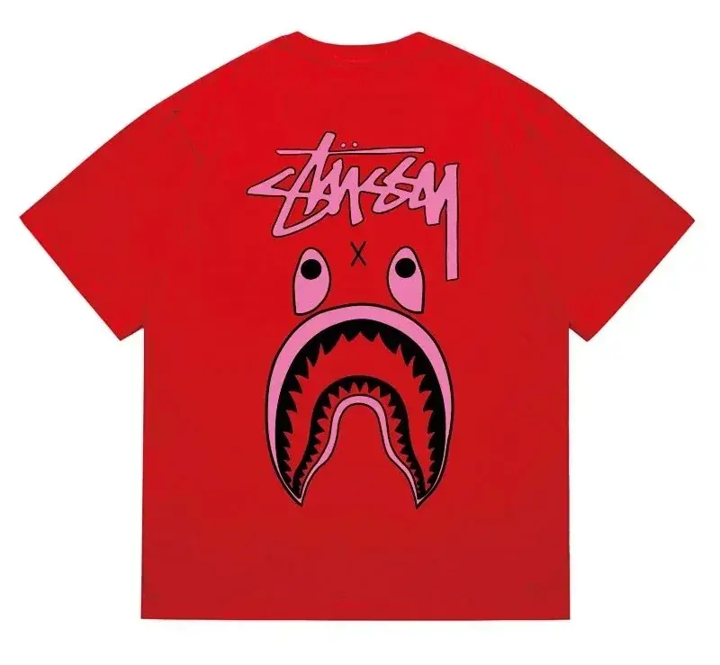 Stussy x BAPE Collaboration Shark Print T-Shirt