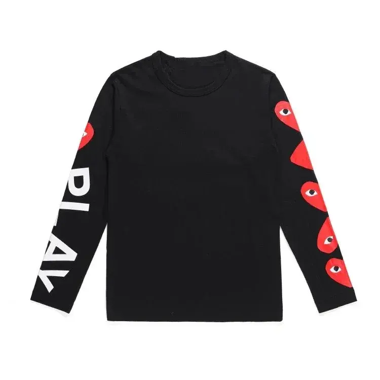 CDG Play black long sleeve T-Shirt with heart and letter print on sleeves