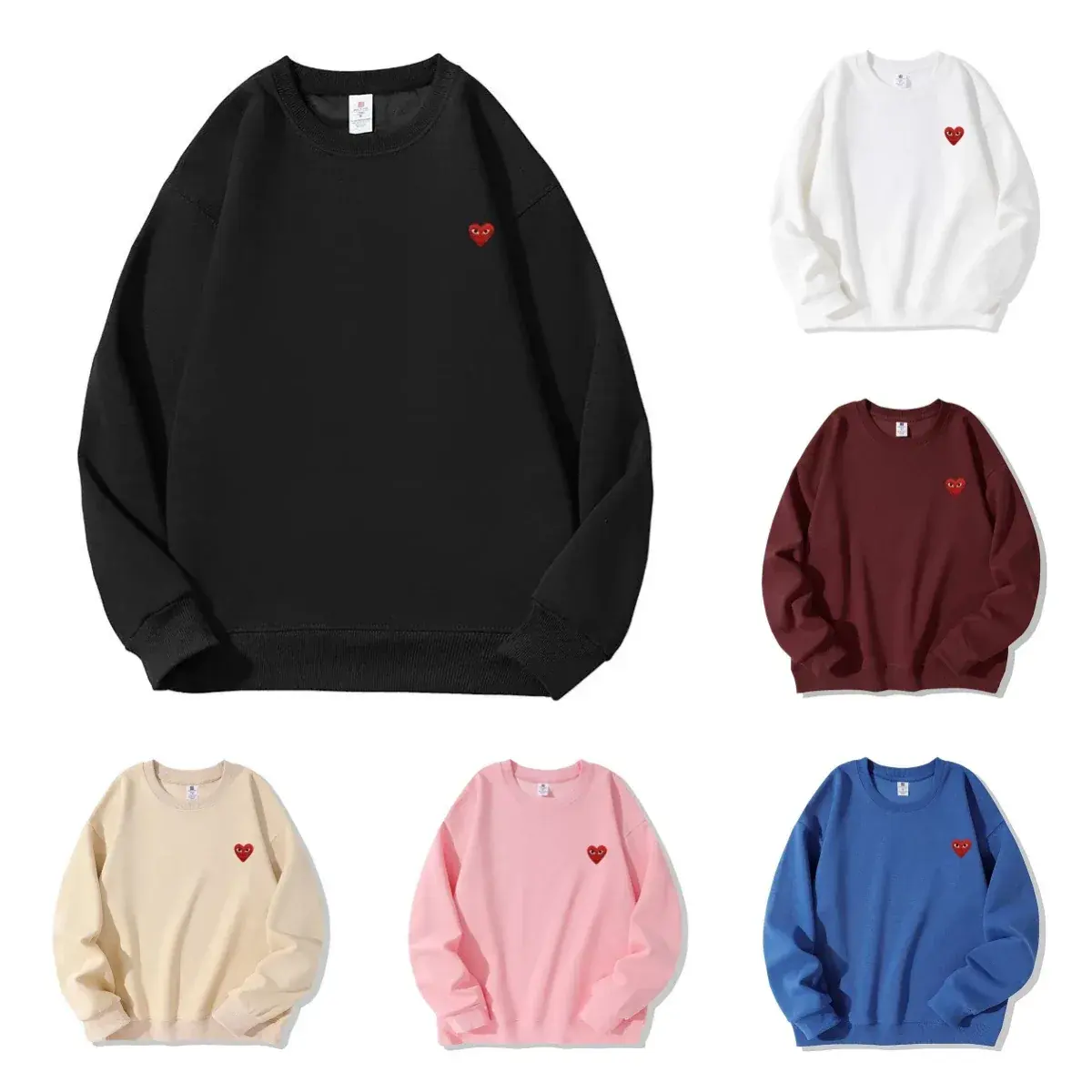 Comme des Garçons PLAY Classic Embroidered Red Heart Sweatshirt