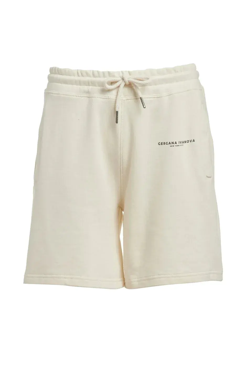 Cream Embroidered Sweat Shorts