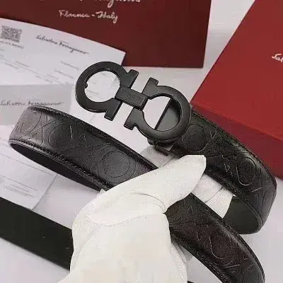Ferragamo embossed double G buckle belt