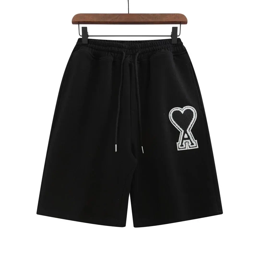 AMI Paris-Style Athletic Shorts with Heart Embroidery