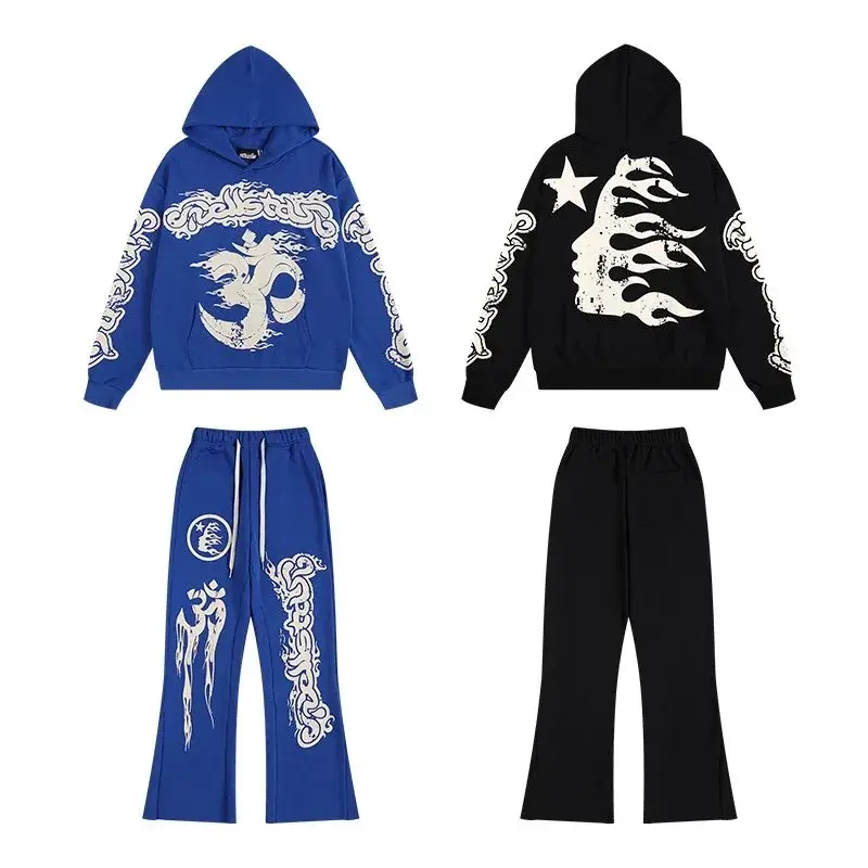 Hellstar Flame Portrait Print Sweatshirt and Sweatpants Set