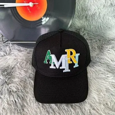 AMIRI Color Block Embroidered Mesh Trucker Hat