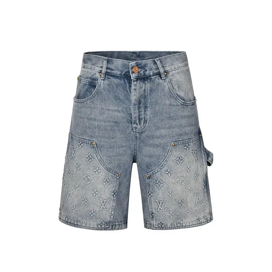 Louis Vuitton Monogram Embossed Cargo Denim Shorts