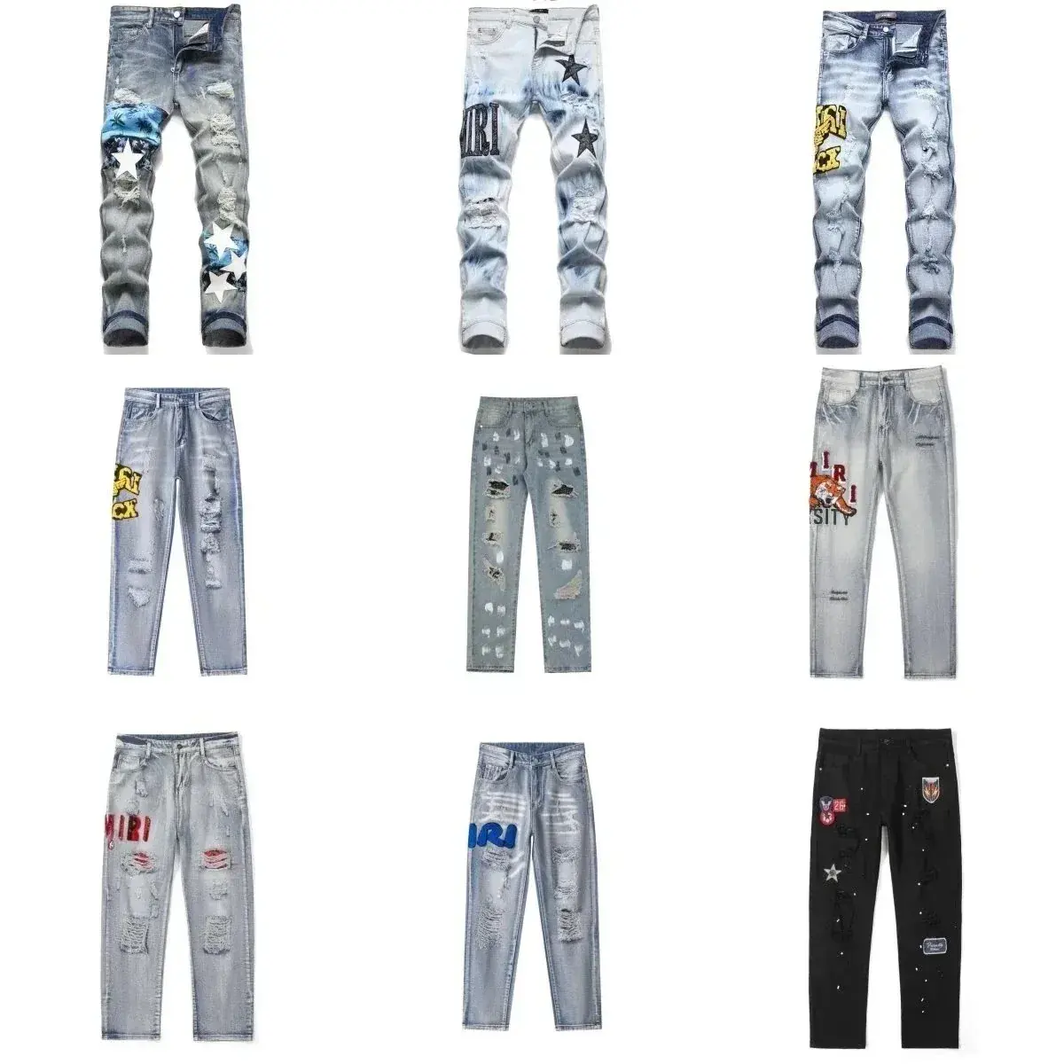 High-Street Style Distressed Jeans (Amiri-Inspired)