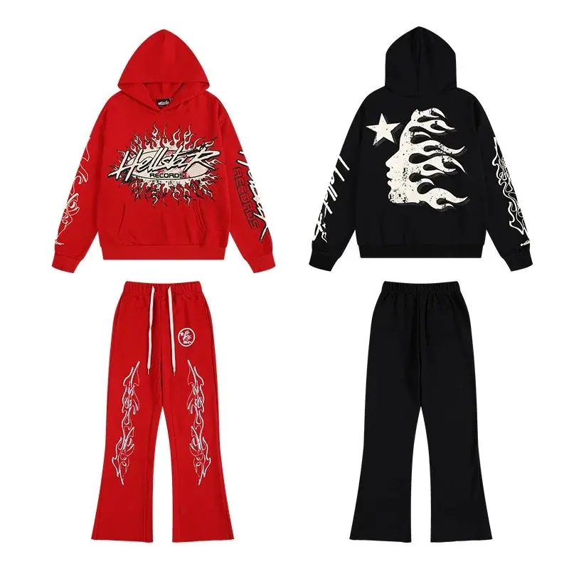 Hellstar Flame Portrait Print Sweatshirt and Sweatpants Set