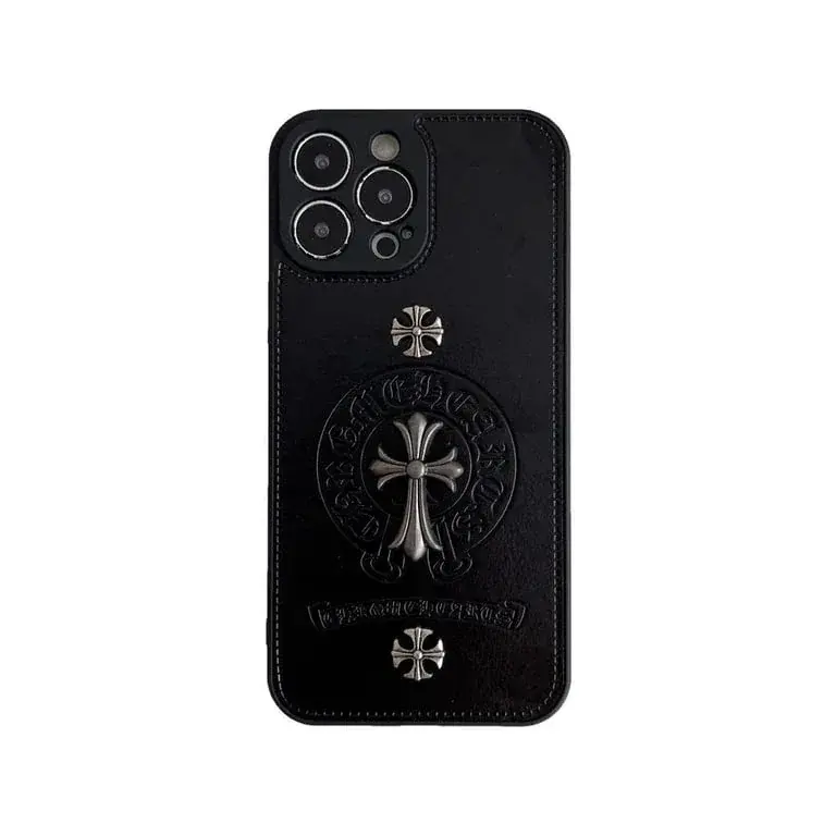 Chrome Hearts cross leather phone case