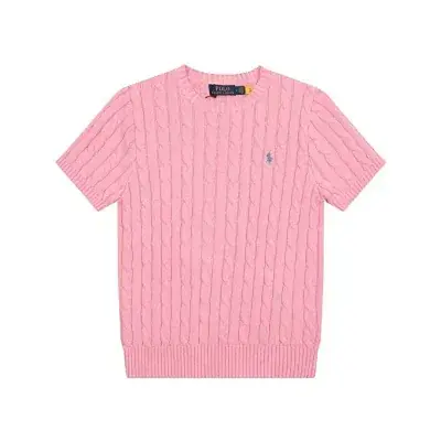 Ralph Lauren pink cable-knit short sleeve sweater