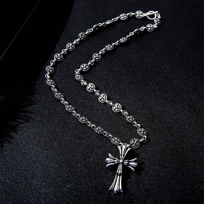 Chrome Hearts Cross Ball Large Cross Pendant Necklace Silver