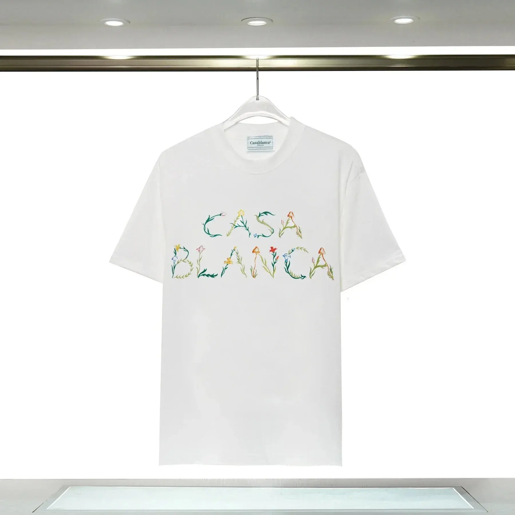 Casablanca Floral Lettering White T-Shirt