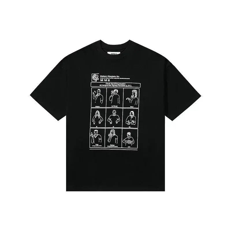 MM6 Maison Margiela Sign Language Graphic T-Shirt Black