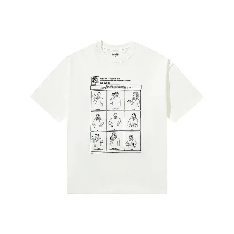 MM6 Maison Margiela Sign Language Graphic T-Shirt Off White