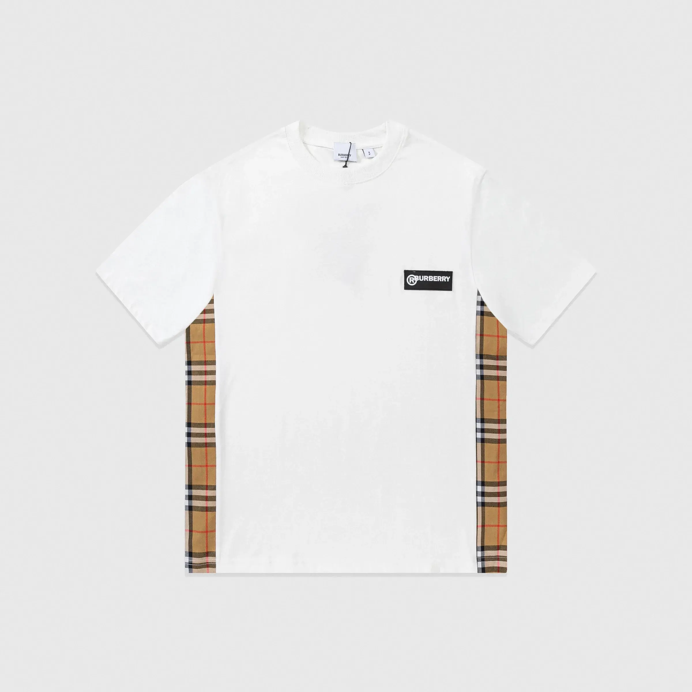 Burberry Vintage Check Panel White T-Shirt