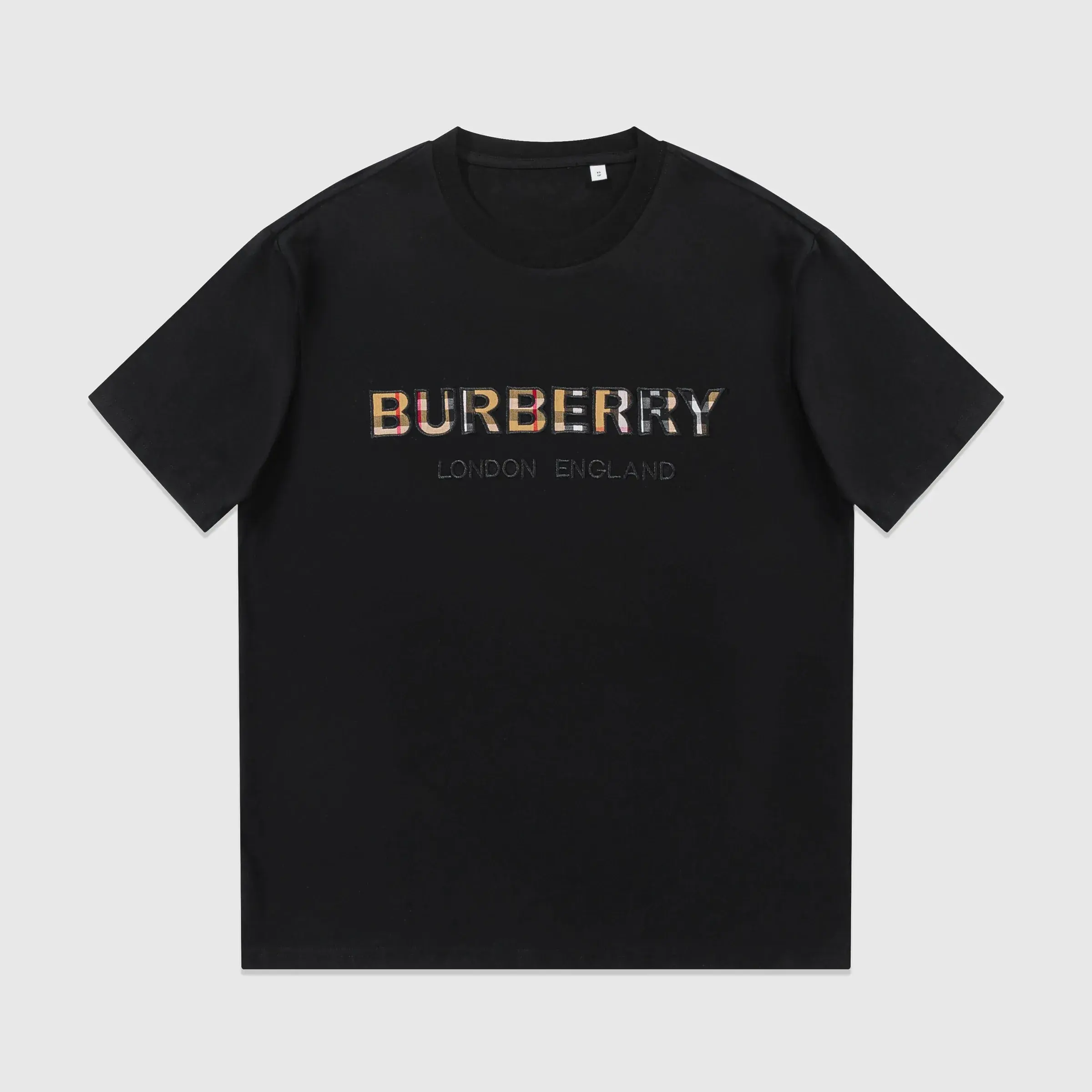 Burberry Check Applique London England T-Shirt Black