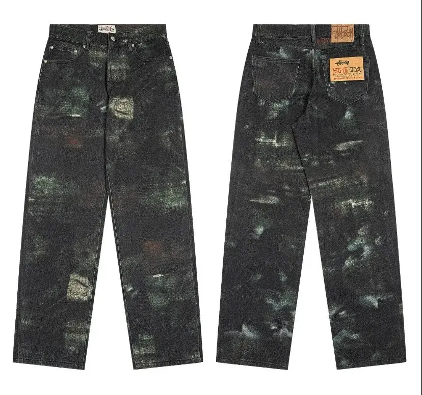 Stussy Big Ol Jean Paint Splatter Black