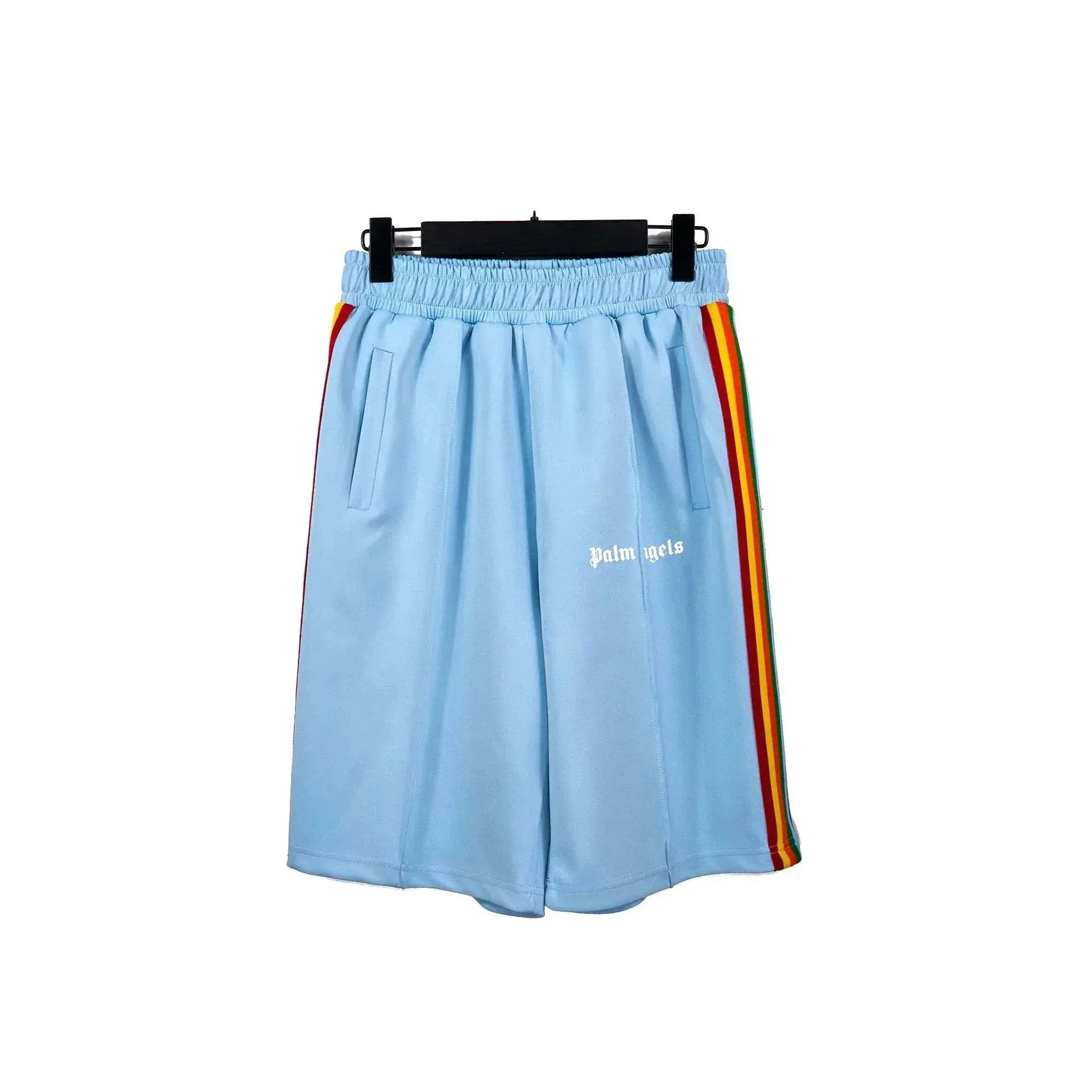 Palm Angels Rainbow Stripe Track Shorts Light Blue