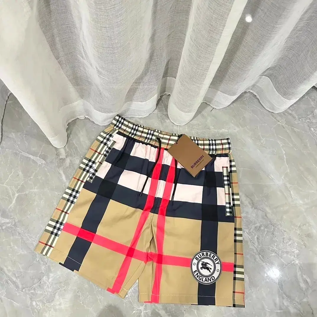 Burberry Check Nylon Shorts Beige Red