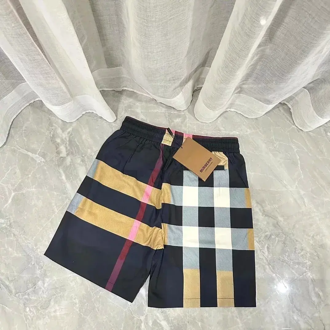 Burberry Check Nylon Shorts Navy Beige