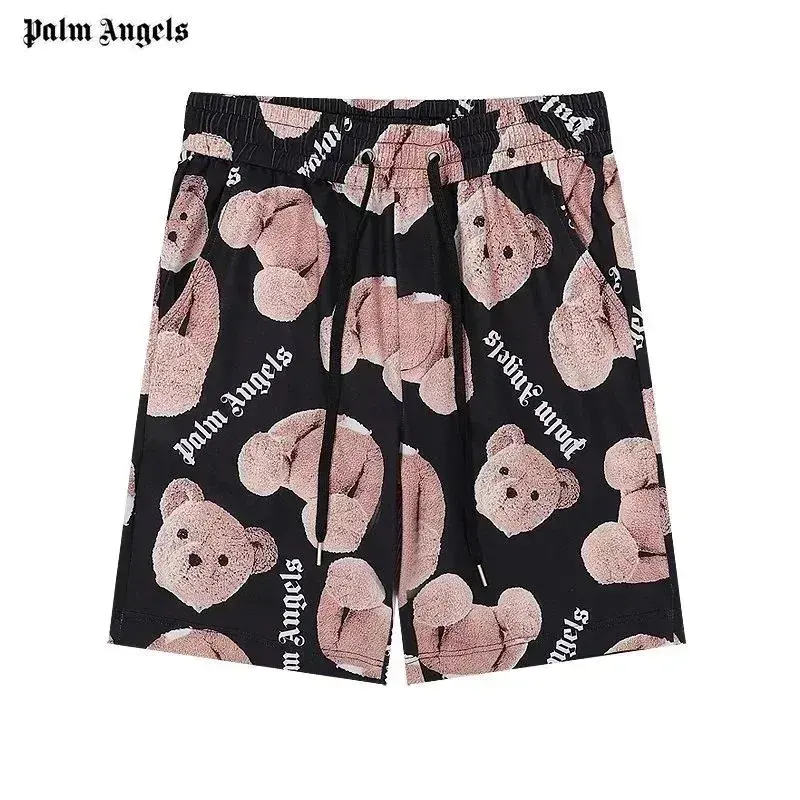 Palm Angels Bear Print Track Shorts Black Pink