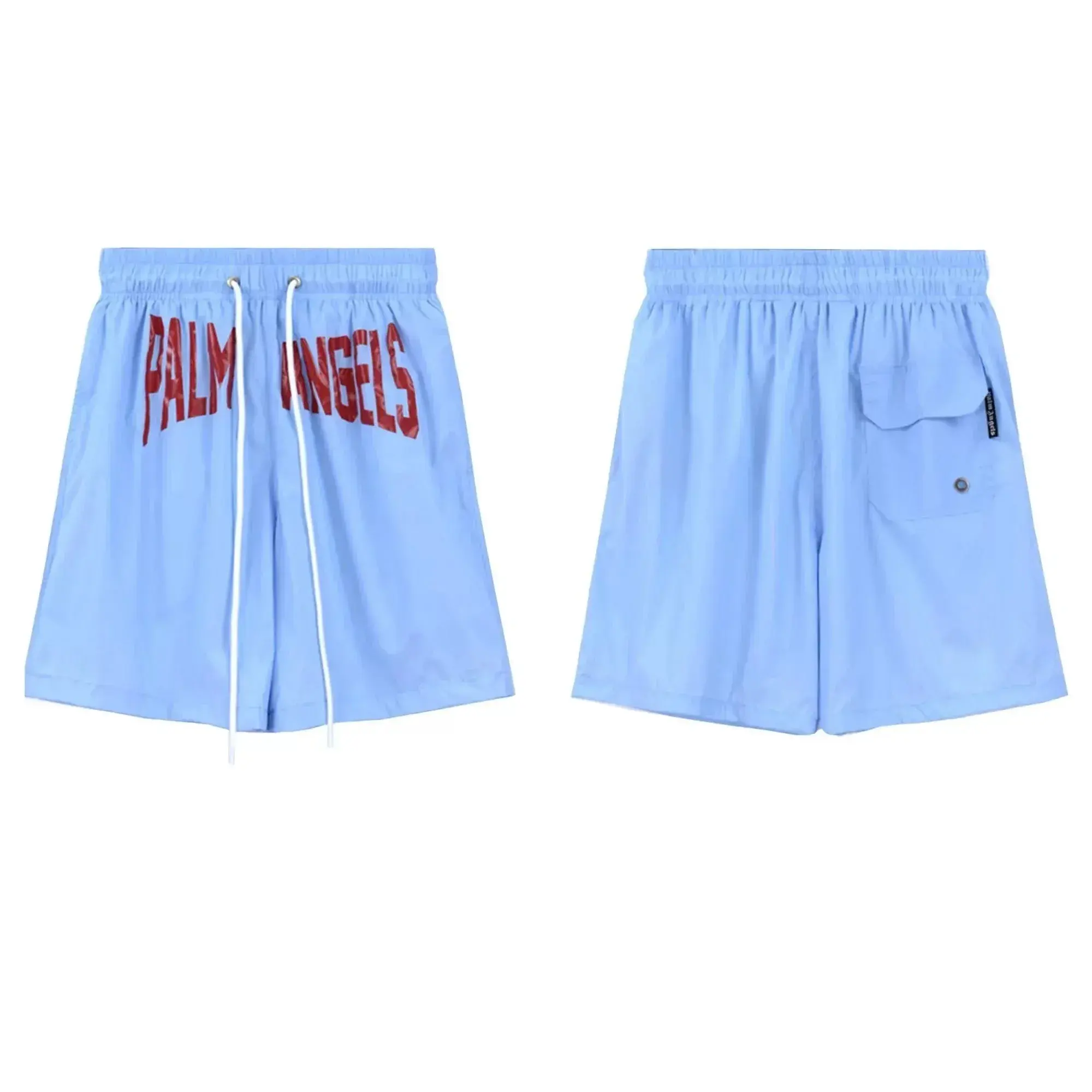 Palm Angels Arch Logo Swim Shorts Light Blue
